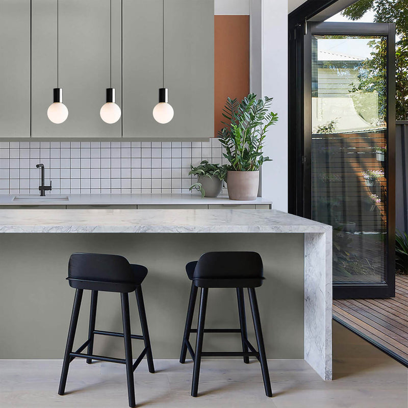 pearl drop led pendant lights in gunmetal over kitchen counter