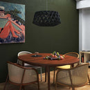 Pilke Black Birch Wood Pendant light  above a dining table